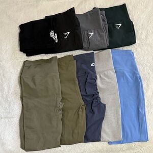 Athletic leggings and shorts 9-piece bundle